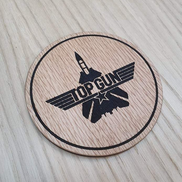 Laser cut wooden coaster personalised. Fighter Jet