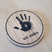 Laser cut wooden coaster personalised. We know Dark Brotherhood Handprint