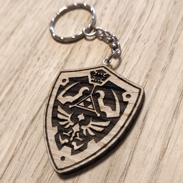 Lasercut wooden keyring keychain. Link hyrule Shield