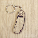 Lasercut wooden keyring keychain.  Pickle Rick