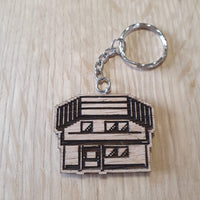 Lasercut wooden keyring keychain. Home