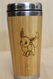 Lasercut Travel Mug personalised - S-Steel with 100% Bamboo exterior - Eevee