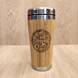 Lasercut Travel Mug personalised - S-Steel with 100% Bamboo exterior  -  House Targaryen