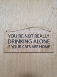 Lasercut wooden sign LARGE personalised - Drinking with cats