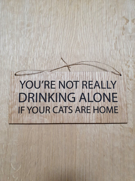 Lasercut wooden sign LARGE personalised - Drinking with cats