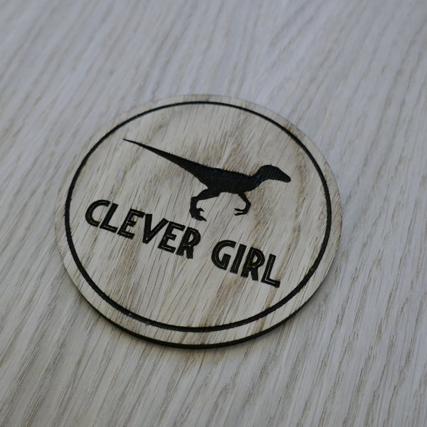 Laser cut wooden coaster. Clever Girl Jurassic Park World - Unique Gift lasercut