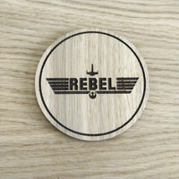 Laser cut wooden coaster. Rebel top gun - Unique Gift lasercut