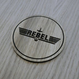 Laser cut wooden coaster. Rebel top gun - Unique Gift lasercut