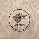Laser cut wooden coaster. Wolf Not Today  - Unique Gift lasercut