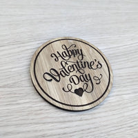 Laser cut wooden coaster. Happy Valentine&#39;s day  - Unique love Gift  Valentine lasercut