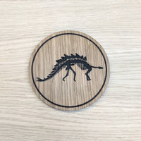 Laser cut wooden coaster. Stegosaurus Dinosaur Skeleton Fossil   Jurassic Park World Unique Gift lasercut