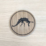 Laser cut wooden coaster. Stegosaurus Dinosaur Skeleton Fossil   Jurassic Park World Unique Gift lasercut