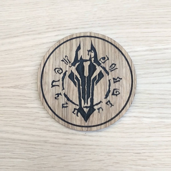Laser cut wooden coaster. Darksiders Emblem  - Unique Gift lasercut