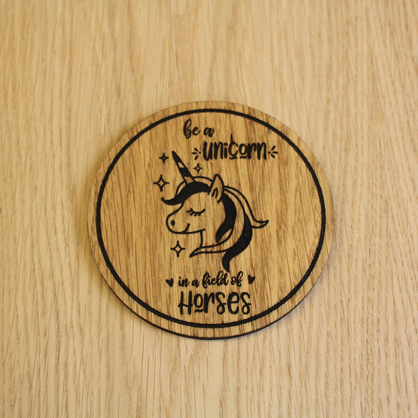 Laser cut wooden coaster. Unicorn cute horse motovational inspiration pun  - Unique Gift lasercut