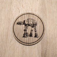 Laser cut wooden coaster. AT-AT - Unique Gift lasercut