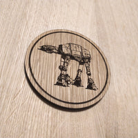 Laser cut wooden coaster. AT-AT - Unique Gift lasercut