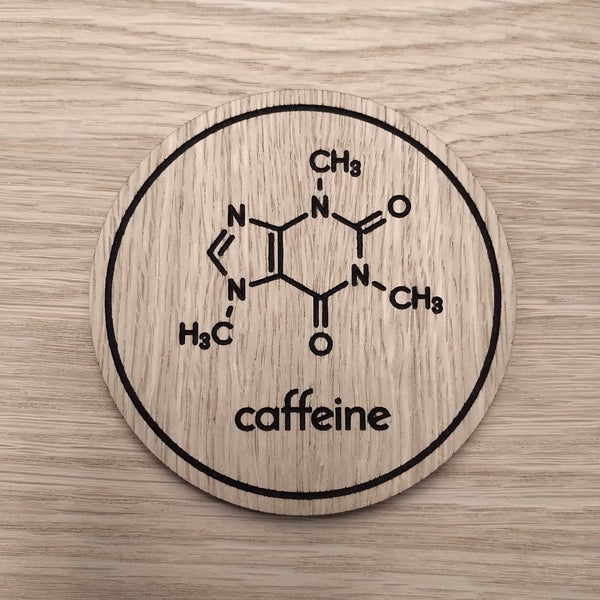 Laser cut wooden coaster. Caffeine Molecule  - Unique Gift lasercut