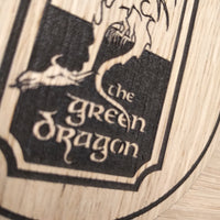 Laser cut wooden coaster. Lord of the Rings LOTR Green Dragon Inspired  - Unique Gift lasercut