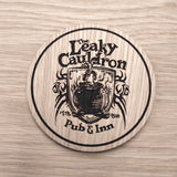 Laser cut wooden coaster. Leaky Cauldron Pub & Inn  - Unique Gift lasercut