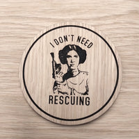 Laser cut wooden coaster. Star Wars Princess Leia Girl Power - Unique Gift lasercut