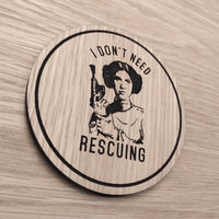 Laser cut wooden coaster. Star Wars Princess Leia Girl Power - Unique Gift lasercut