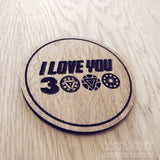 Laser cut wooden coaster. I love you 3000  - Unique Gift lasercut