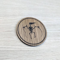 Laser cut wooden coaster. Pterodactyl Dinosaur Skeleton Fossil  Jurassic Park World - Unique Gift lasercut