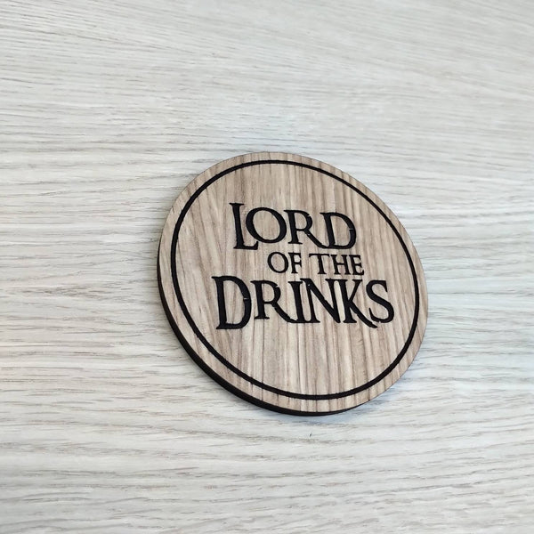 Laser cut wooden coaster. LOTR Lord of the Drinks  - Unique Gift lasercut