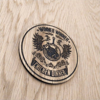 Laser cut wooden coaster. Winner Winner Chicken Dinner player unknown - Unique Gift lasercut