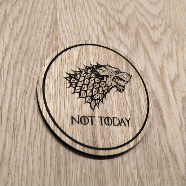 Laser cut wooden coaster. Wolf Not Today  - Unique Gift lasercut
