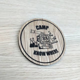 Laser cut wooden coaster. Camp Know Where. 1985  - Unique Gift lasercut
