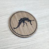 Laser cut wooden coaster. Stegosaurus Dinosaur Skeleton Fossil   Jurassic Park World Unique Gift lasercut