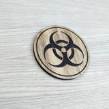 Laser cut wooden coaster. Radiation Zombie Outbreak  - Unique Gift lasercut