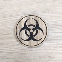 Laser cut wooden coaster. Radiation Zombie Outbreak  - Unique Gift lasercut