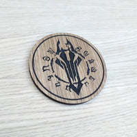 Laser cut wooden coaster. Darksiders Emblem  - Unique Gift lasercut