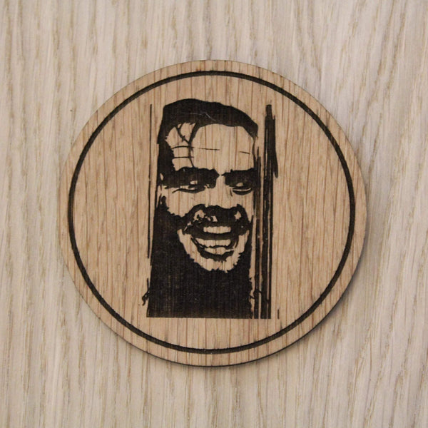 Laser cut wooden coaster. The Shining Jack  - Unique Gift lasercut