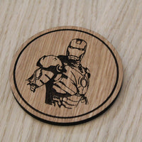 Laser cut wooden coaster. Ironman Suit Tony Stark  - Unique Gift lasercut