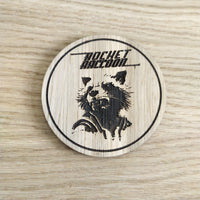 Laser cut wooden coaster. Rocket Racoon Face  - Unique Gift lasercut