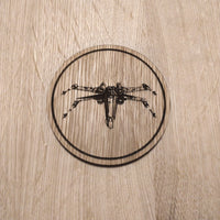 Laser cut wooden coaster. X Wing Spaceship - Unique Gift lasercut