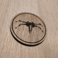 Laser cut wooden coaster. X Wing Spaceship - Unique Gift lasercut