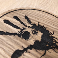 Laser cut wooden coaster. Skyrim Dark Brotherhood Handprint  - Unique Gift lasercut