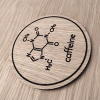 Laser cut wooden coaster. Caffeine Molecule  - Unique Gift lasercut