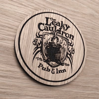 Laser cut wooden coaster. Leaky Cauldron Pub & Inn  - Unique Gift lasercut