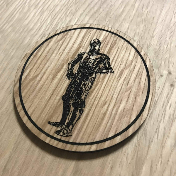 Laser cut wooden coaster. Star Wars Droid C 3PO - Unique Gift lasercut