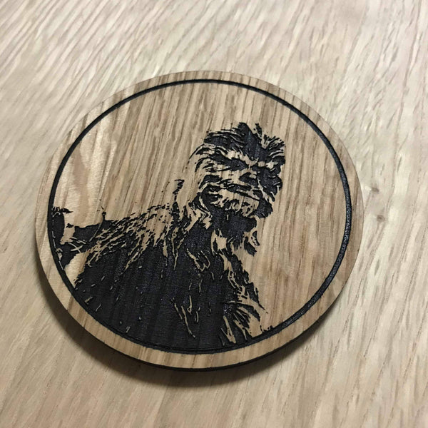 Laser cut wooden coaster. Star Wars Wookie Chewie - Unique Gift lasercut