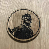 Laser cut wooden coaster. Star Wars Wookie Chewie - Unique Gift lasercut