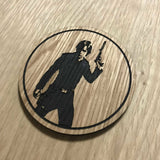 Laser cut wooden coaster. Star Wars Jedi Rebel Luke Skywalker - Unique Gift lasercut