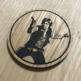 Laser cut wooden coaster. Star Wars Smuggler Hans Solo - Unique Gift lasercut