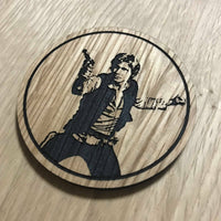 Laser cut wooden coaster. Star Wars Smuggler Hans Solo - Unique Gift lasercut