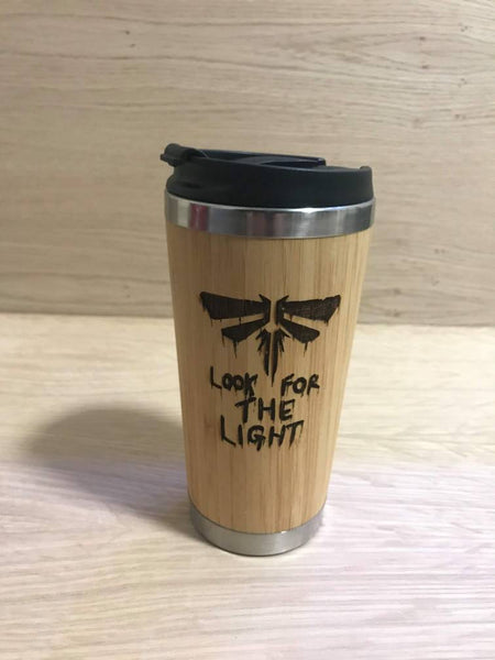 Lasercut Travel Mug   - Bamboo Eco Friendly  - Fireflies Look for the light. TLOU2 last of us - Unique Gift